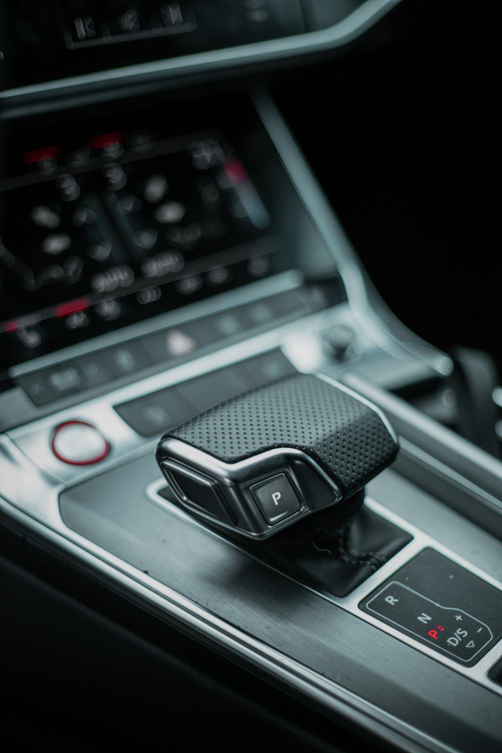 a close up of a car's radio