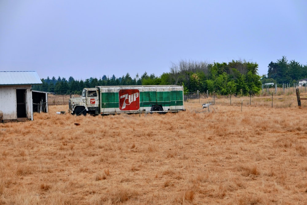 a truck parked in a field