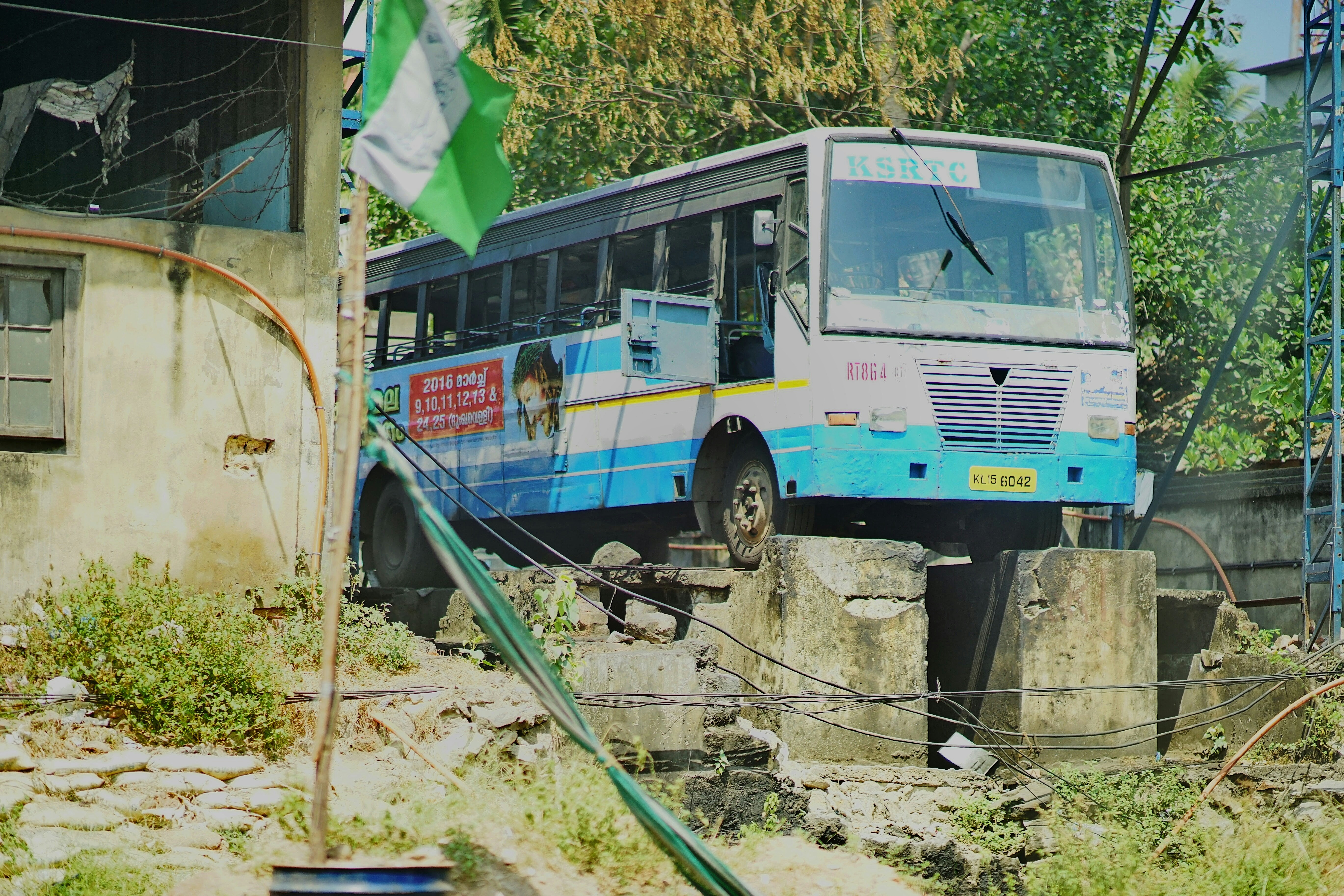 a bus parked on the side of a road