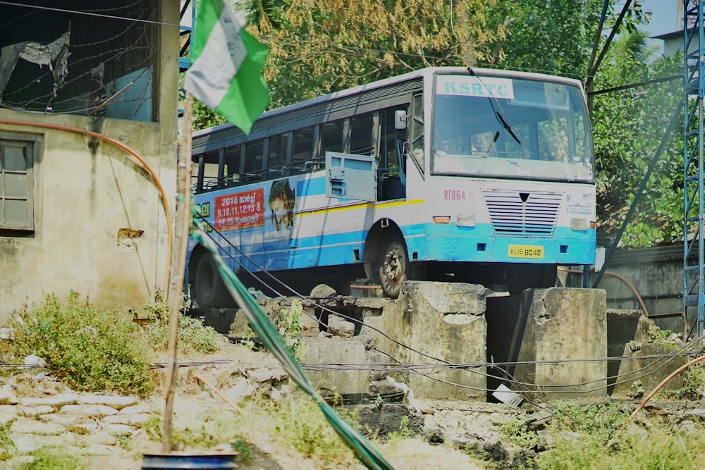 a bus parked on the side of a road