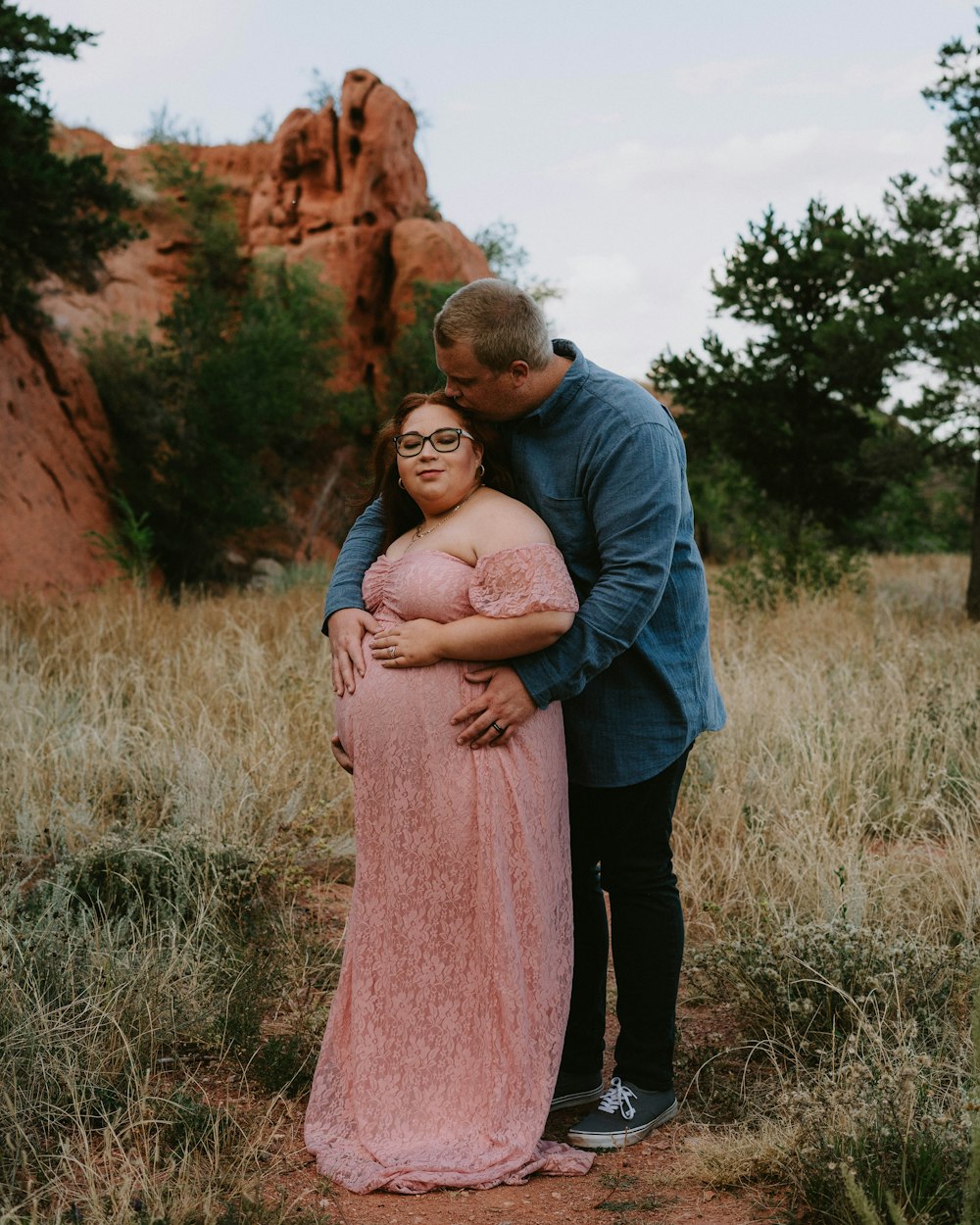 a man and woman kissing