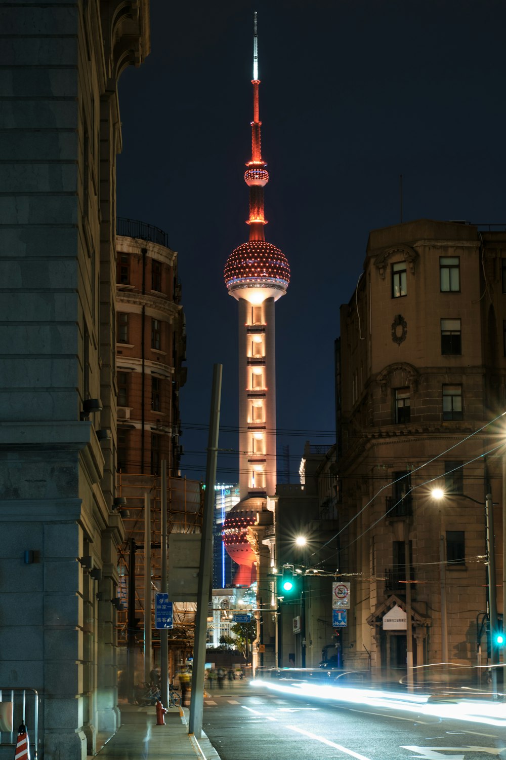 a tall tower in a city