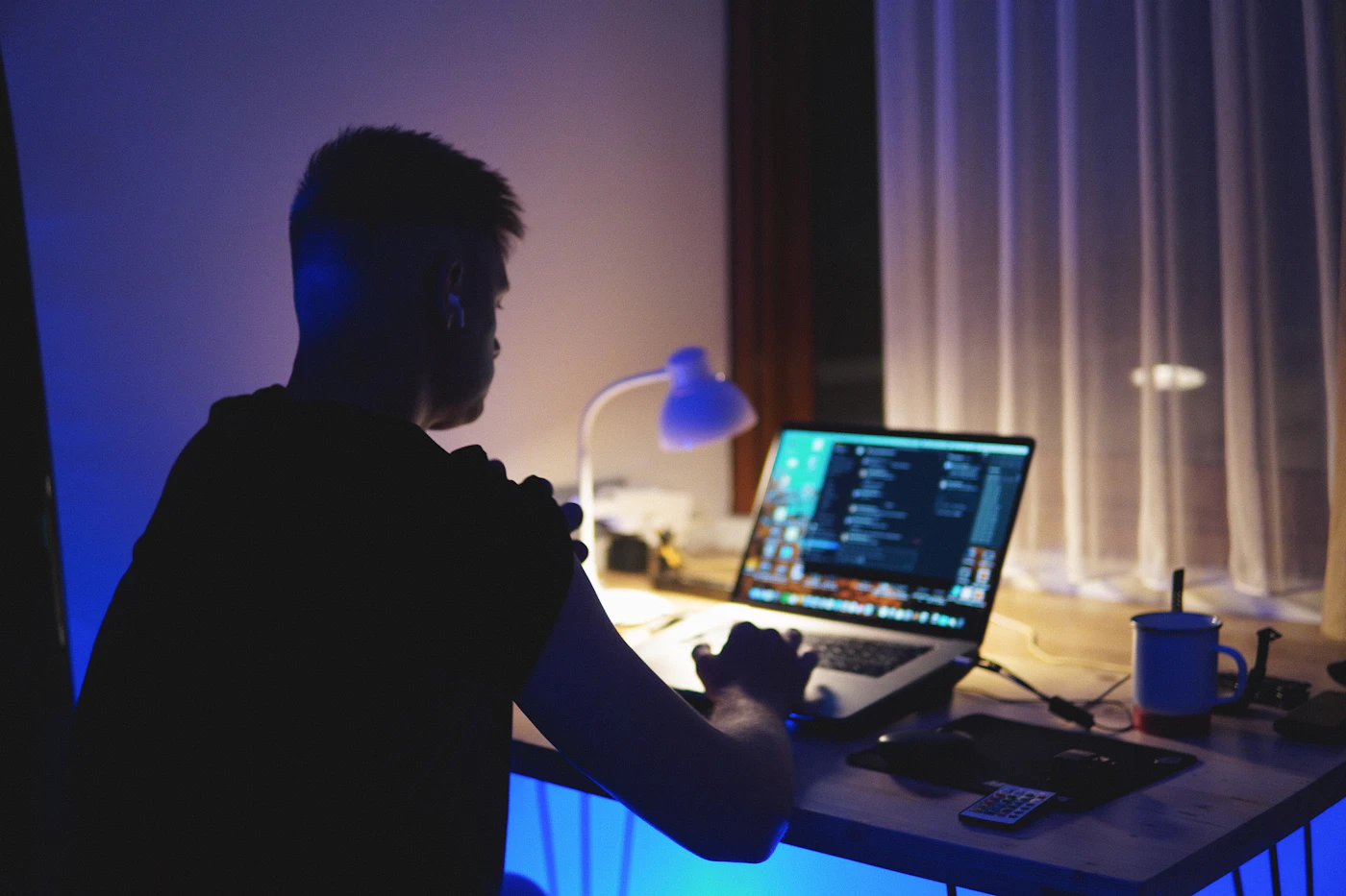 A man using a laptop