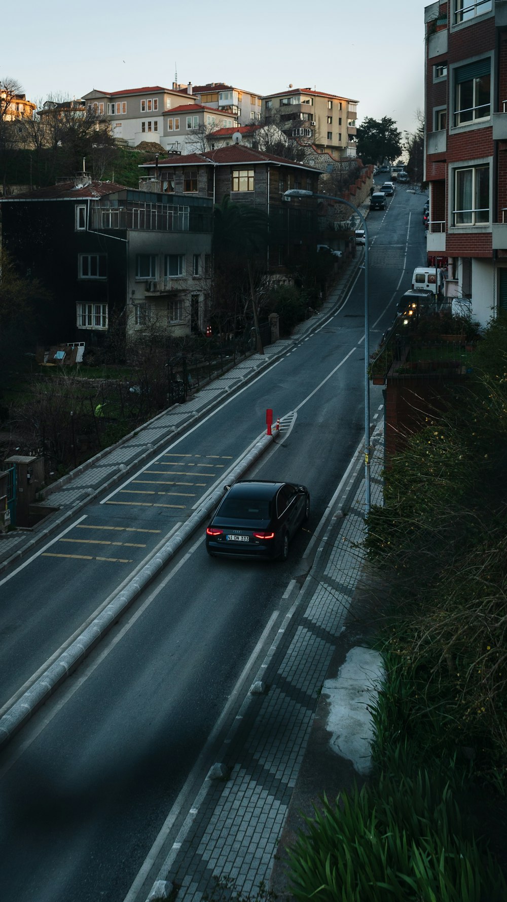 a car driving down a road