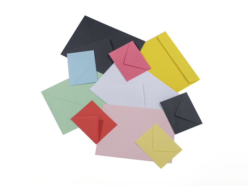 a group of colorful paper squares