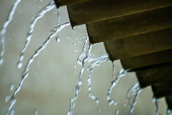 Close-up of water leaking from a residential pipe, a common cause of water damage
