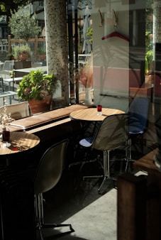 a restaurant with tables and chairs