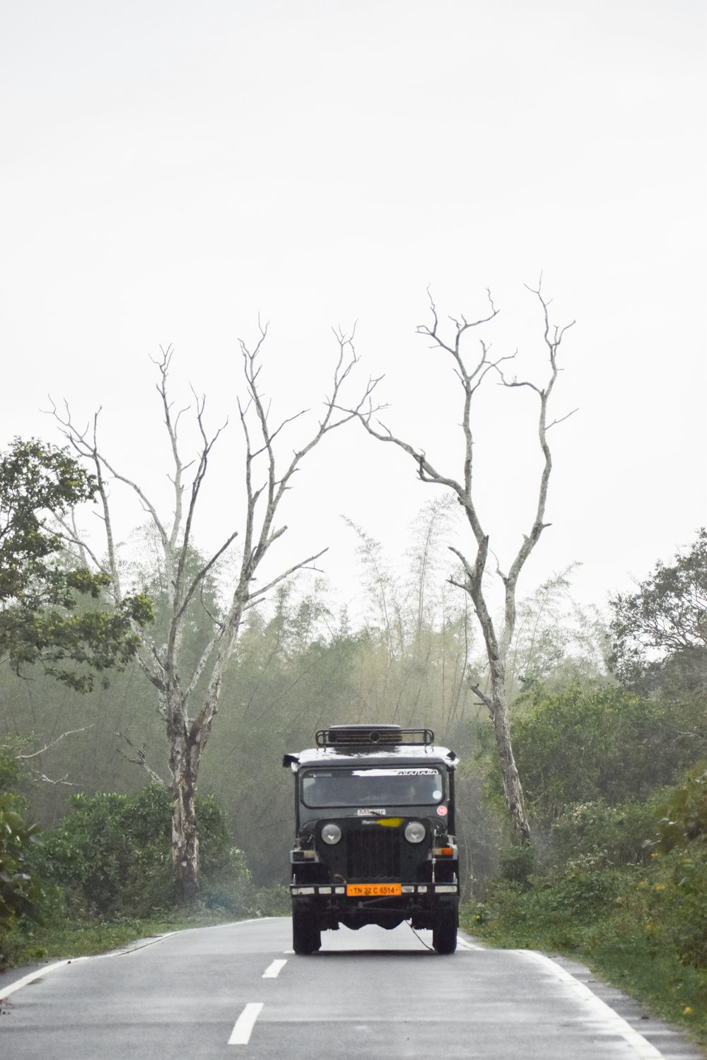 a black car on a road