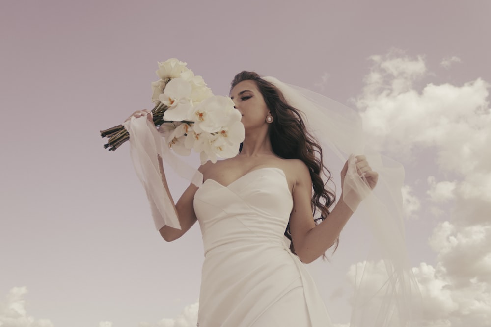 a woman in a white dress