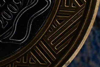 a close up of a black metal object