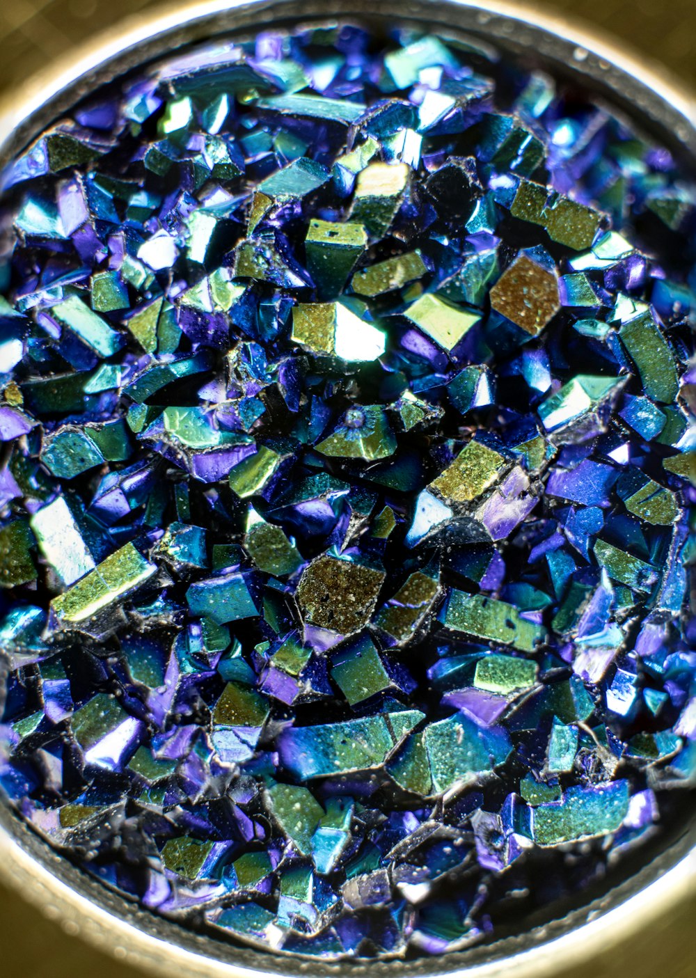a bowl of colorful crystals