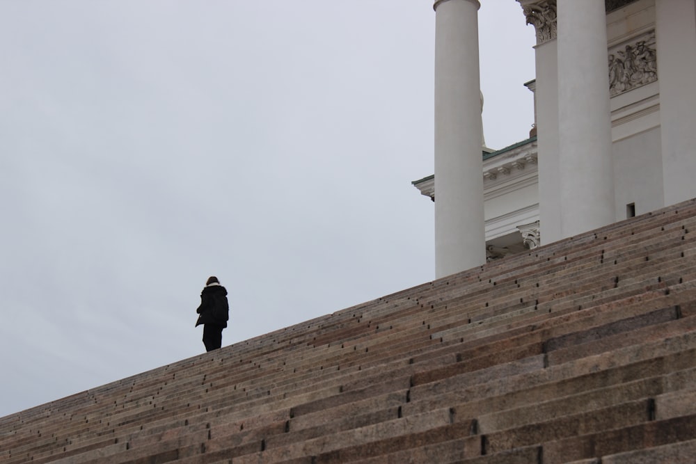 a person standing on a roof