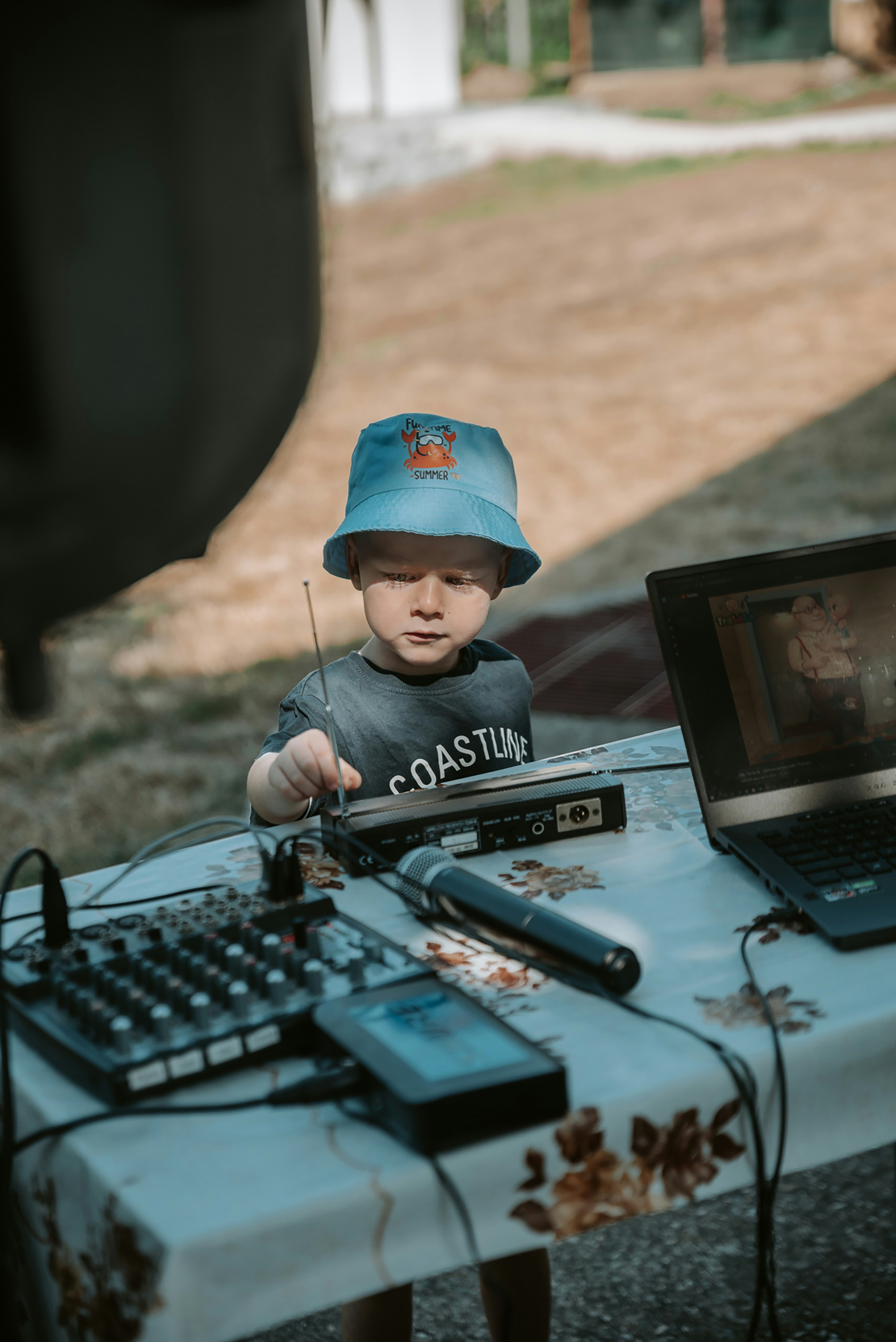 a child playing a piano