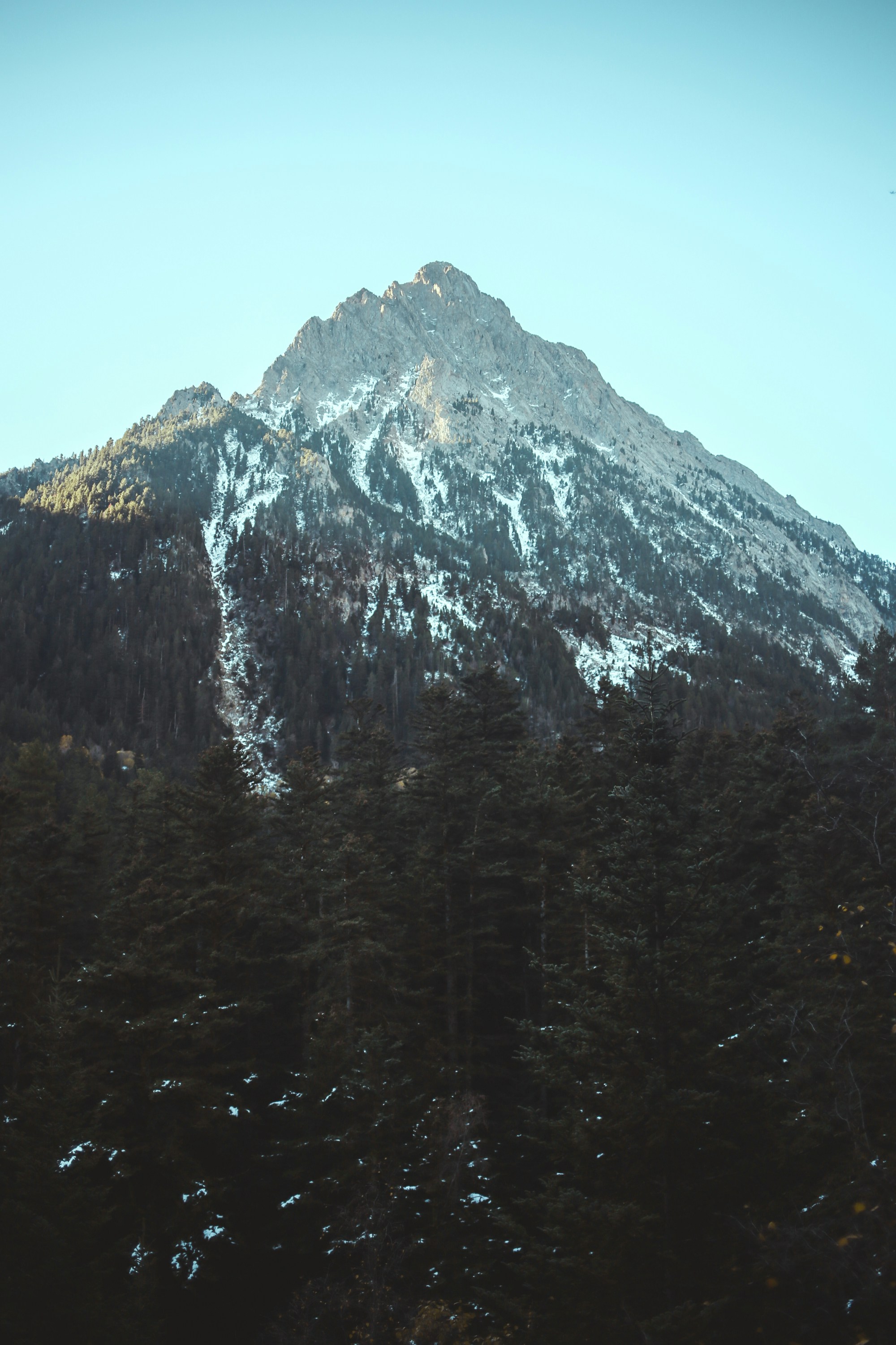 a mountain with snow