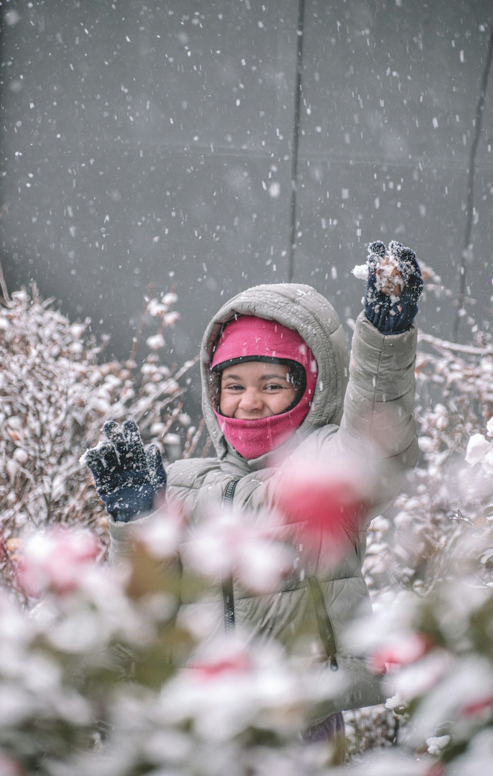 a child in a snowy environment