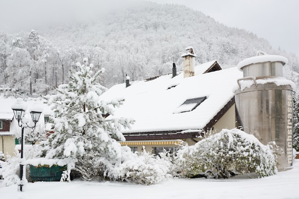 a house covered in snow
