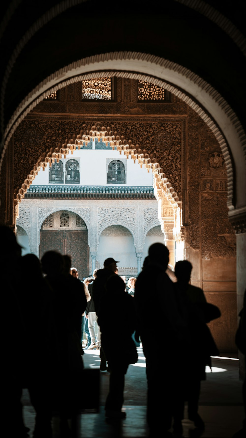 a group of people in a building