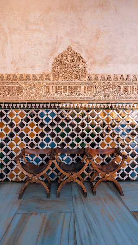 a group of Andalusian wooden chairs