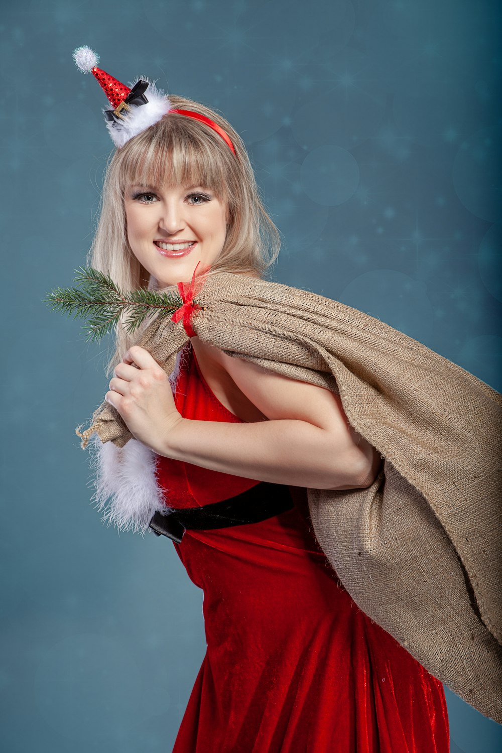 a person in a red dress