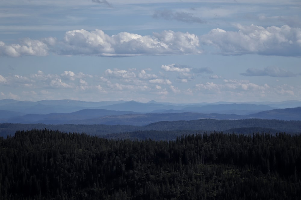 a landscape with hills and trees