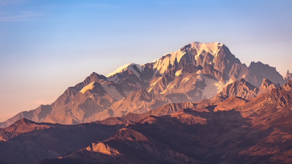 a mountain with snow