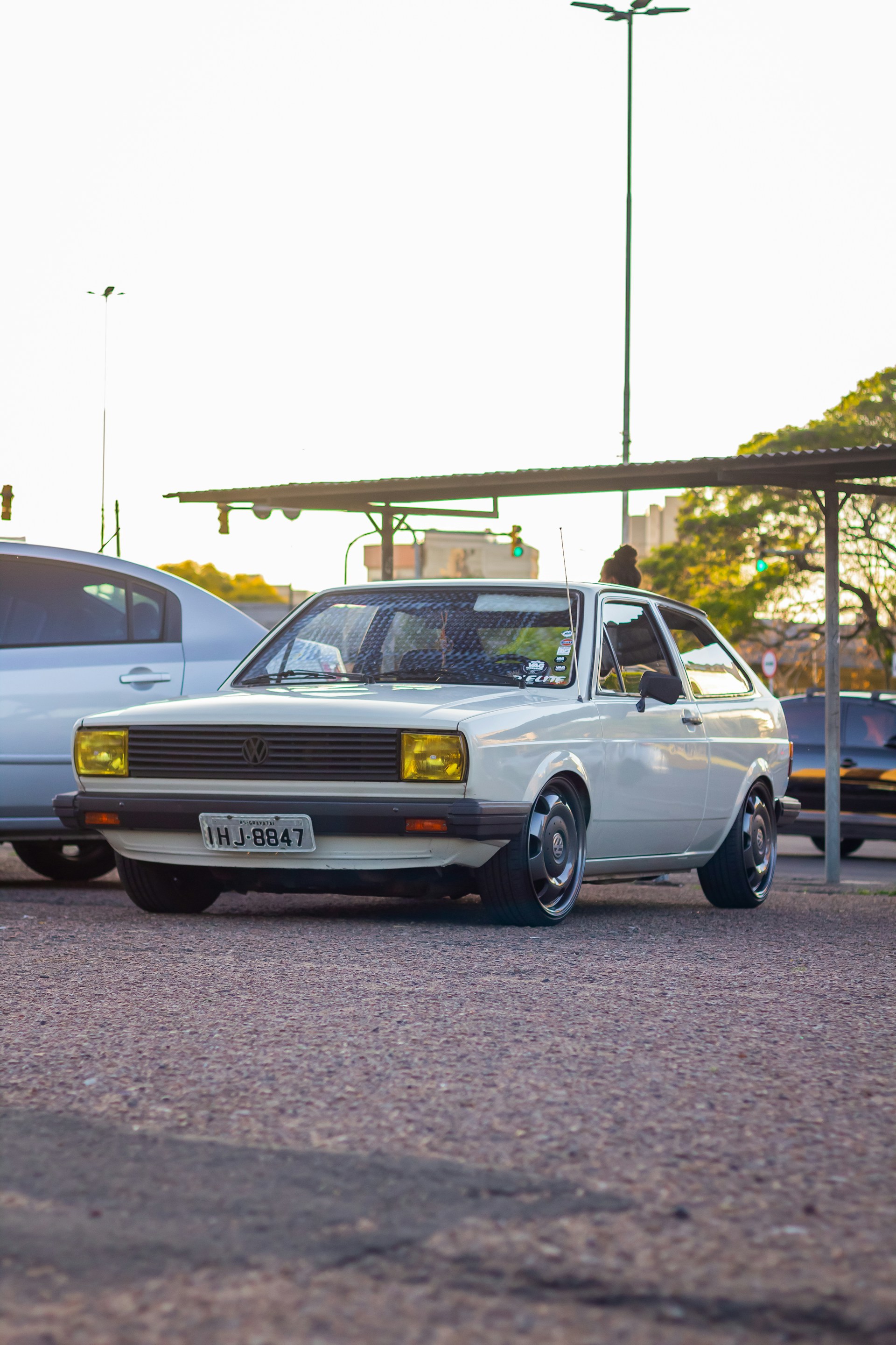 a car parked in a parking lot
