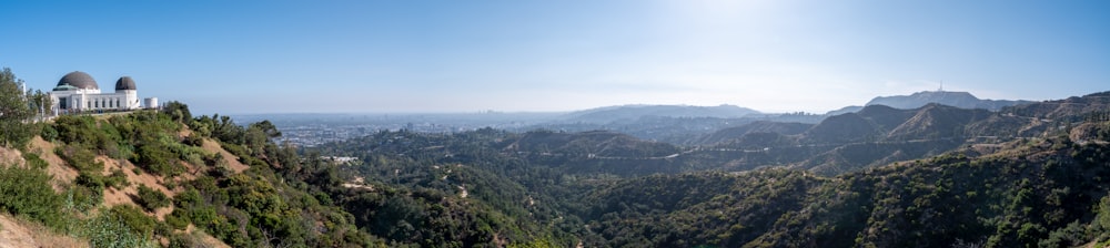 a landscape with hills and trees