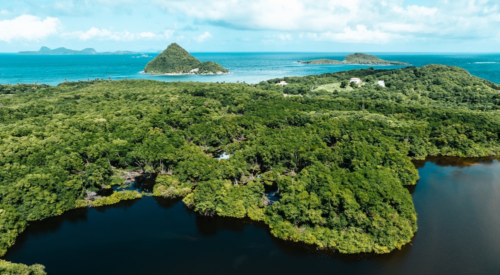 an island surrounded by water