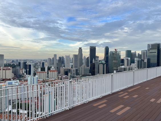 A modern penthouse with city skyline views.