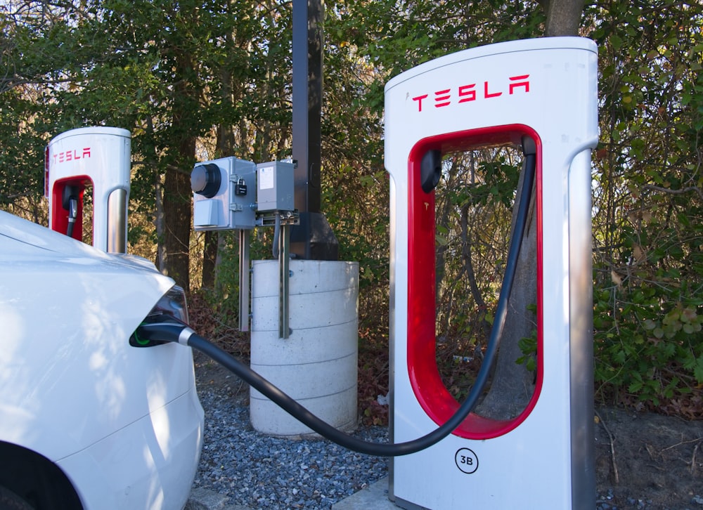 a red and white gas pump