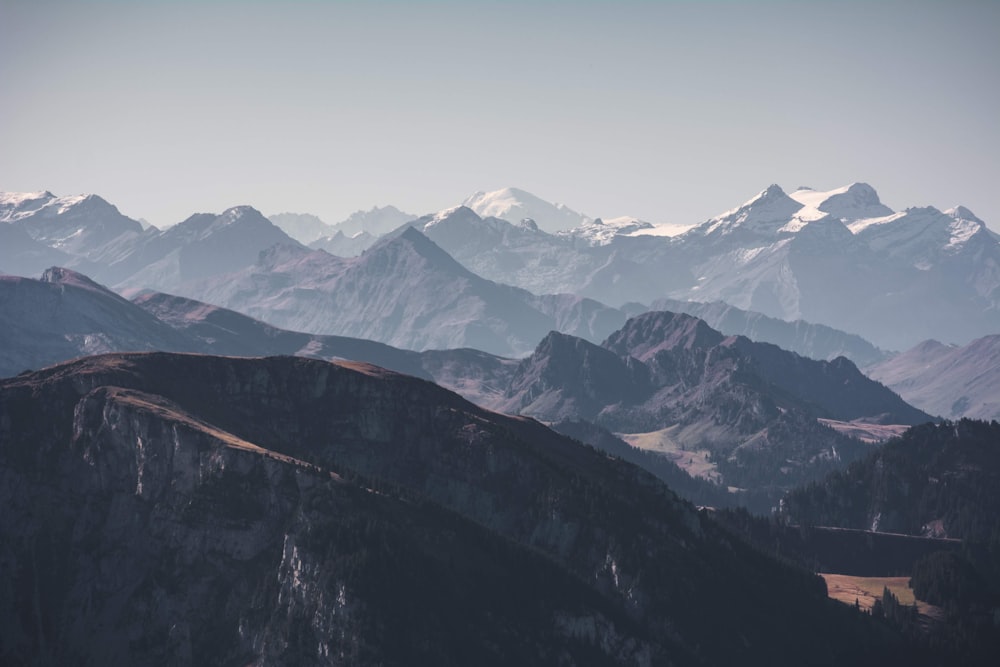 a mountain range with snow