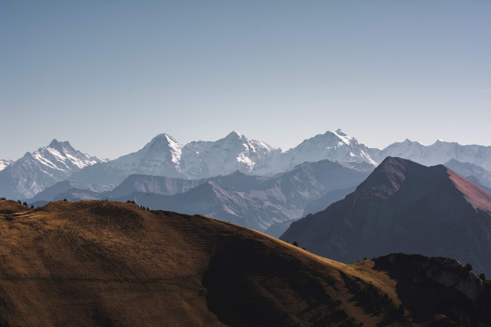 a mountain range with snow