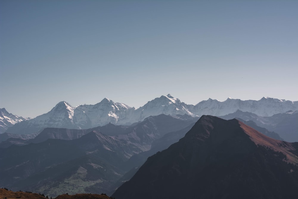 a mountain range with snow