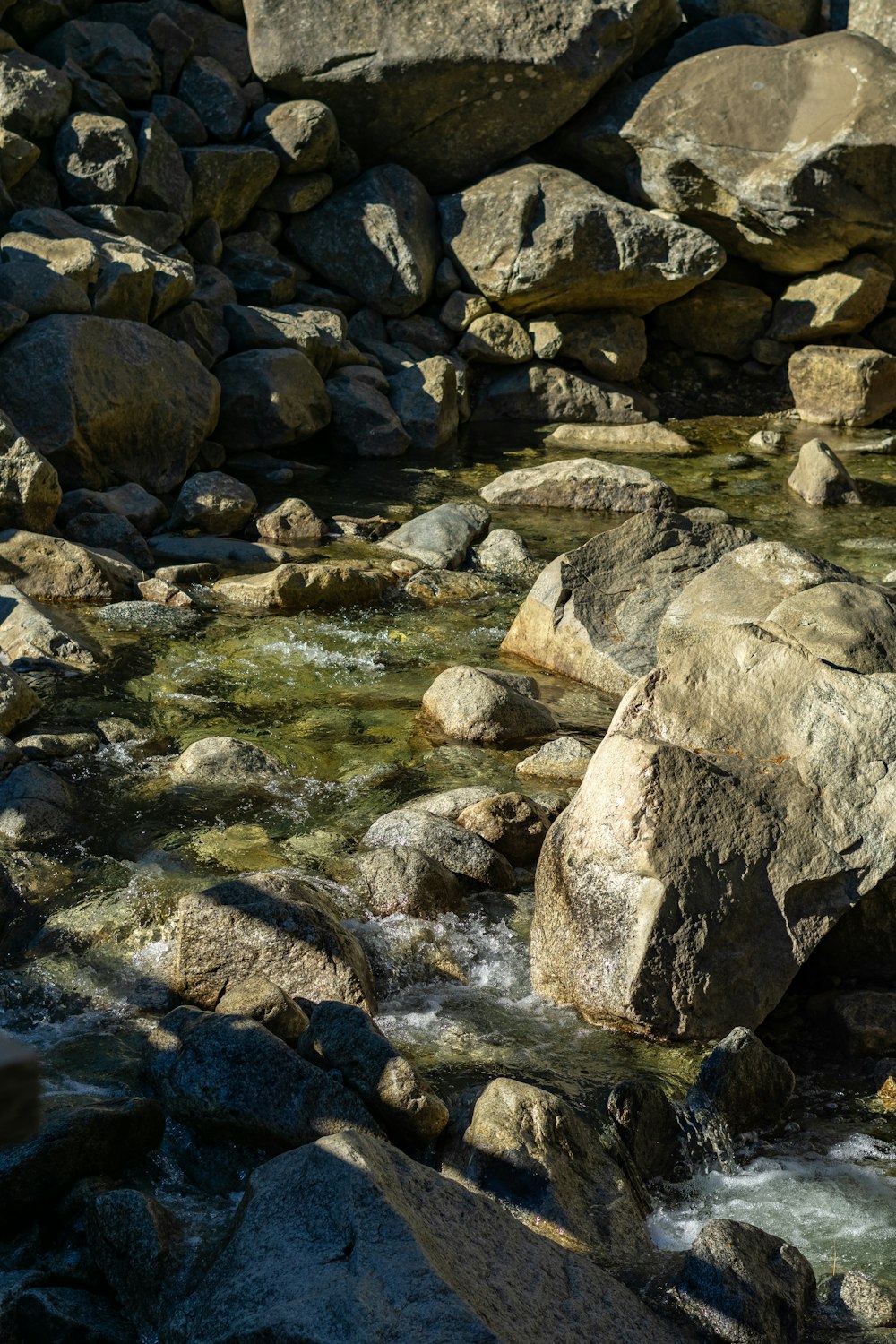 a stream of water with rocks