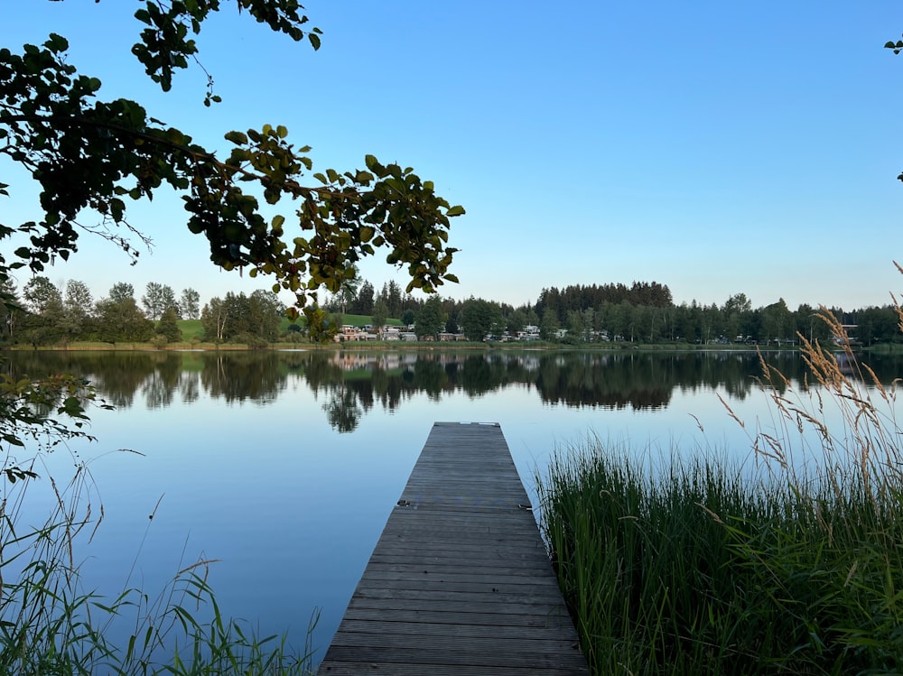 a dock on a lake