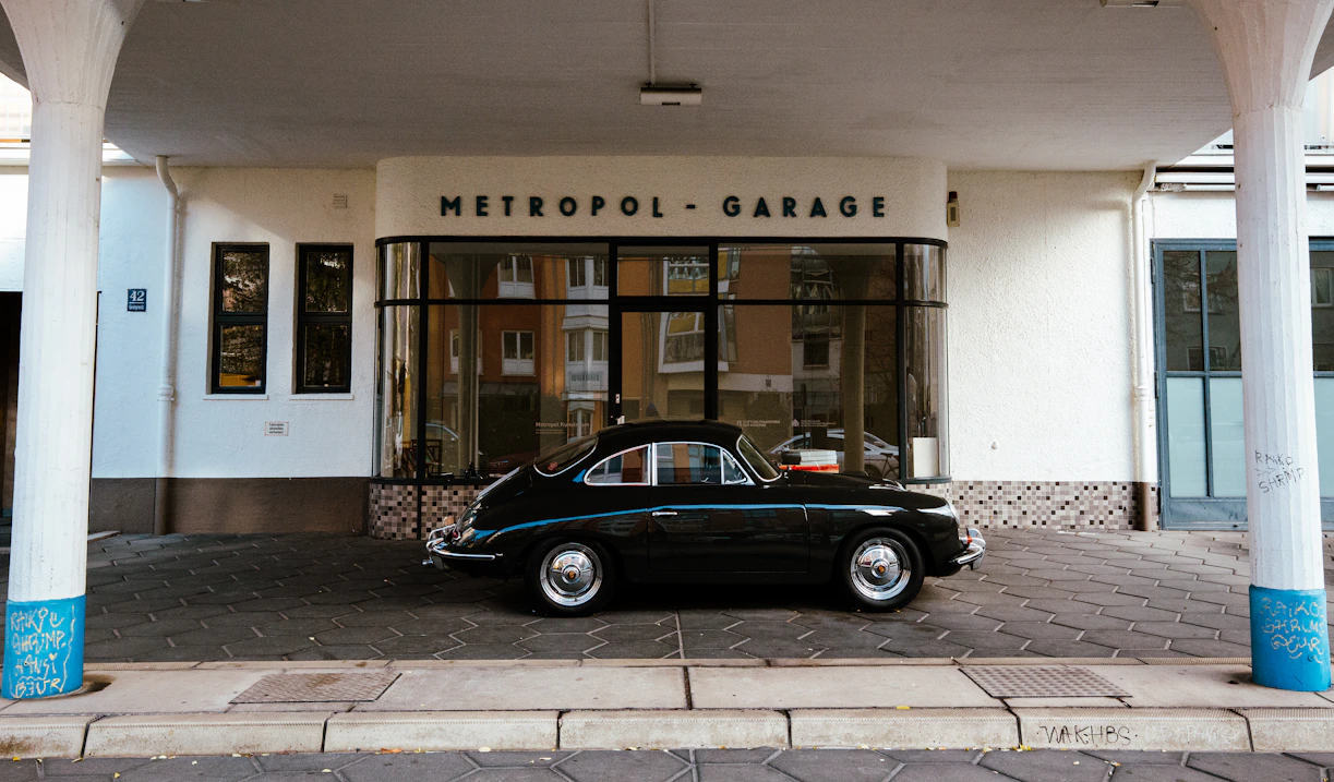 a car parked outside a building