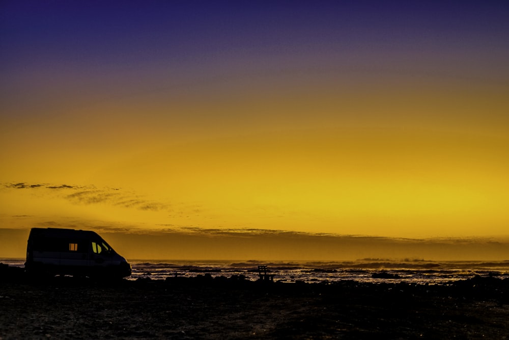 a van on a beach