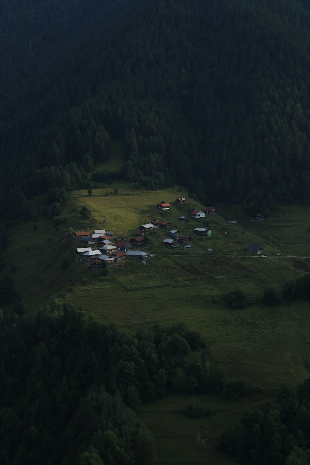 a group of houses in a valley