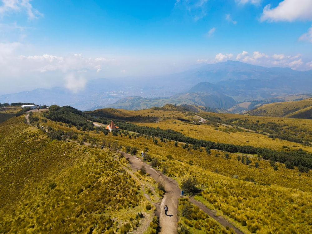 a landscape with hills and trees