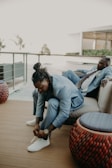 A casual setting with men wearing stylish shoes outdoors.