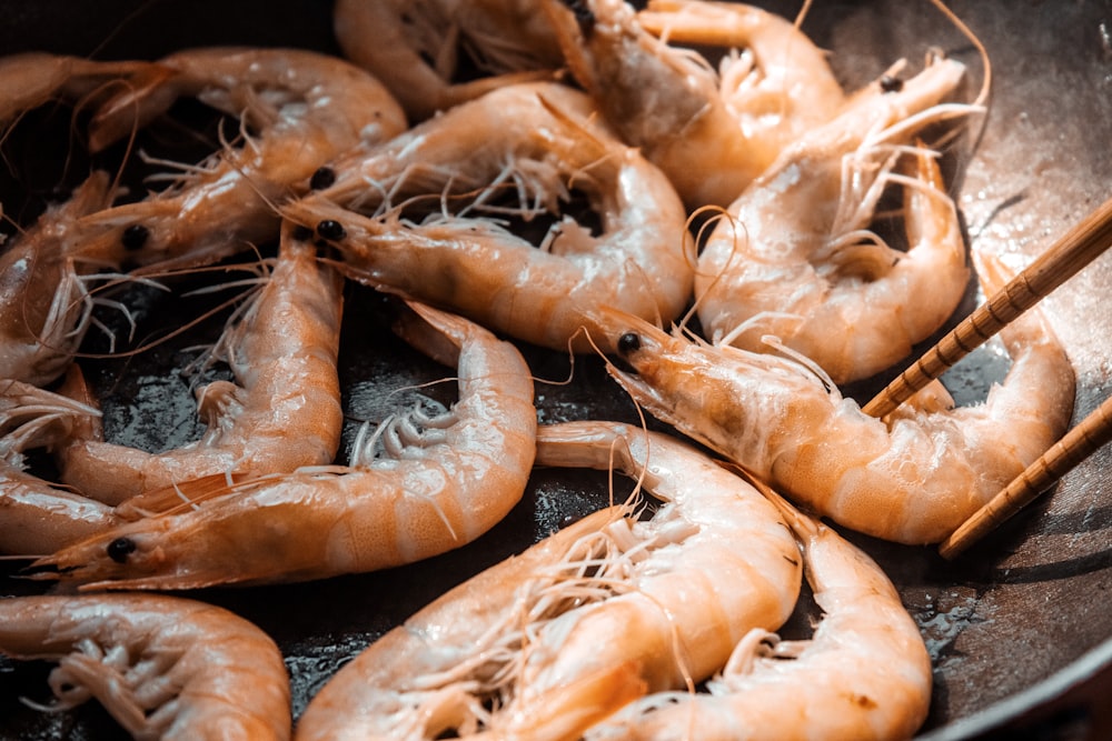 a pile of cooked shrimp