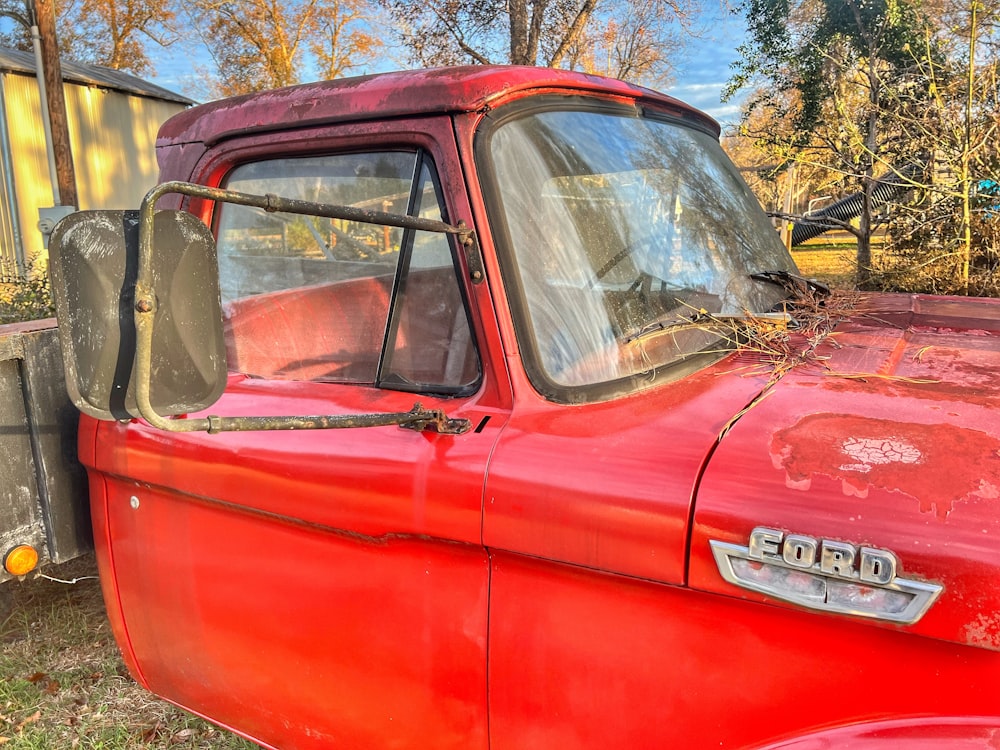 a red car with the door open