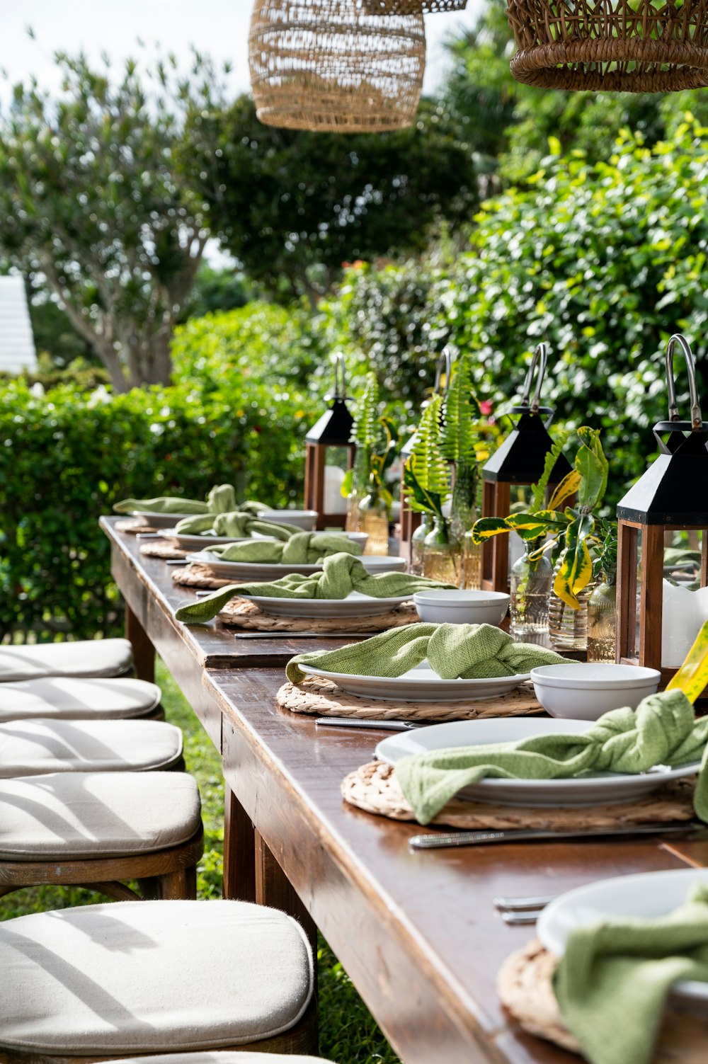 a table with plates and food on it