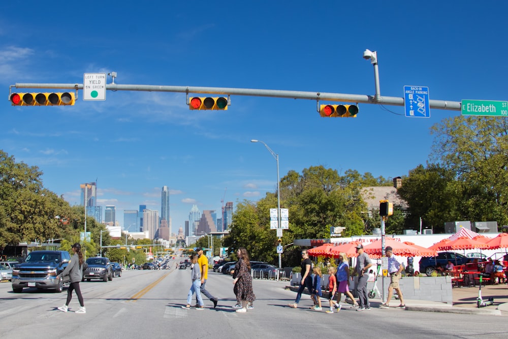 people crossing the street