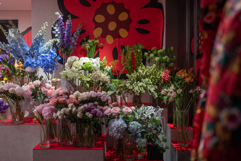 A room full of flower arrangements