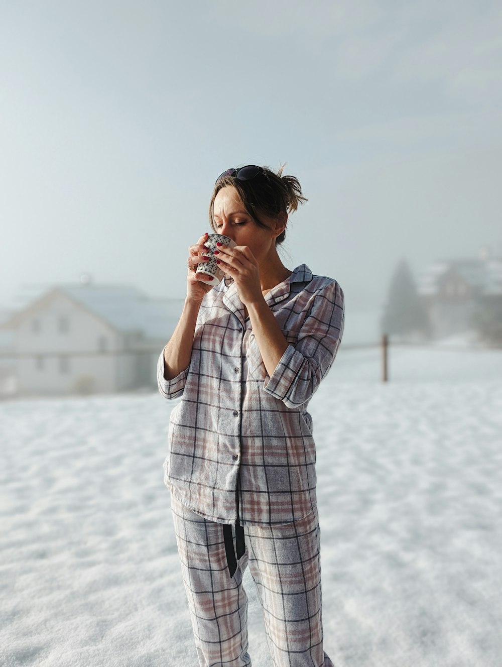 a person standing in the snow