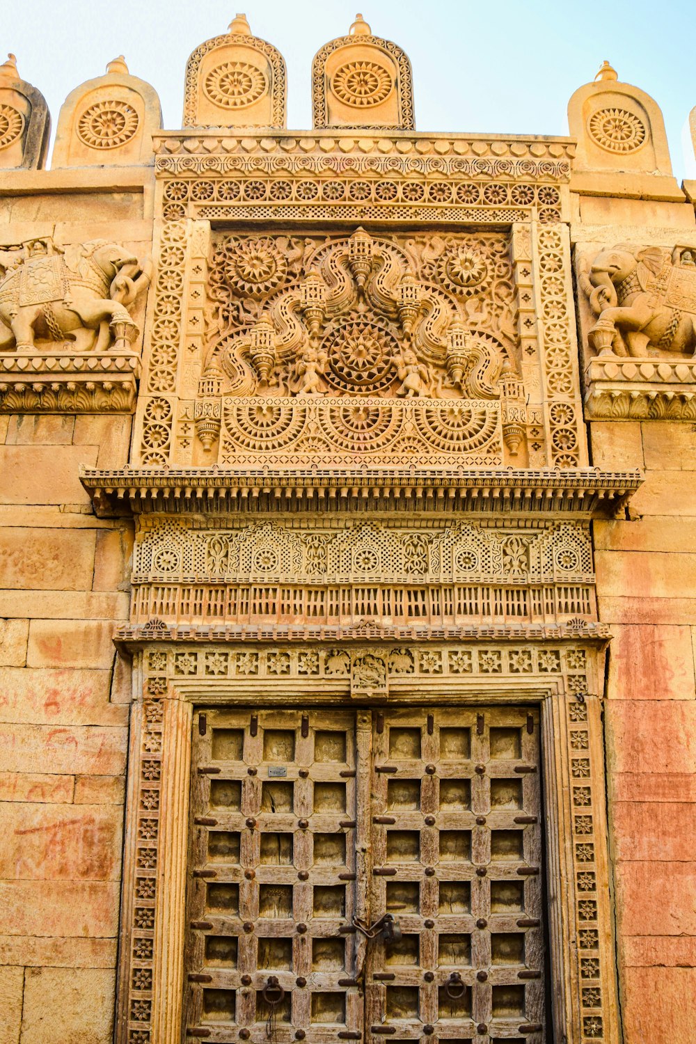 a building with a large door