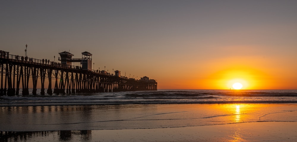 a sunset over a beach