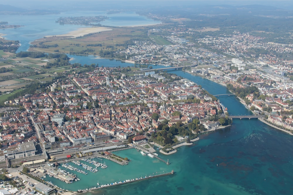 an aerial view of a city