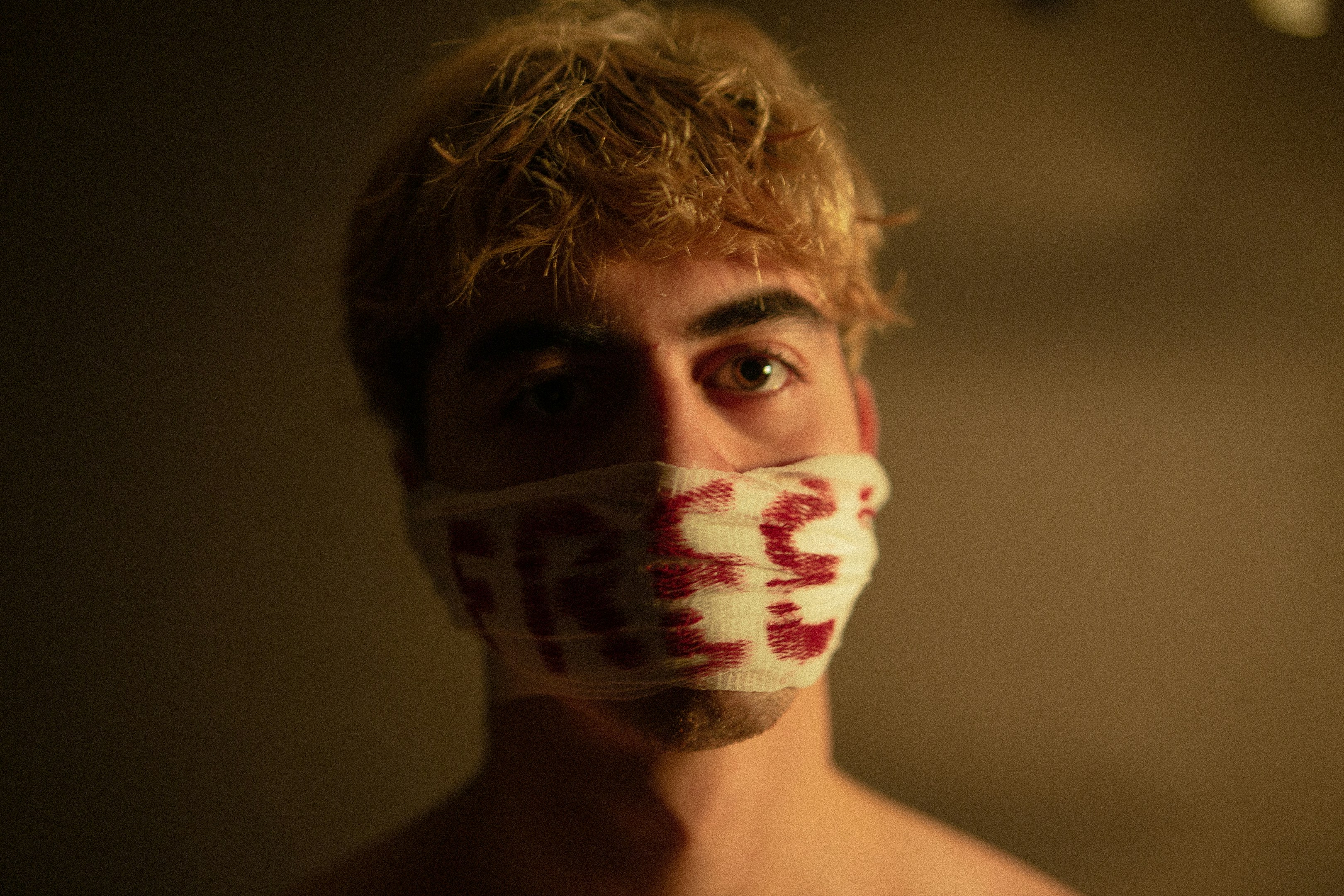 a person with a mask